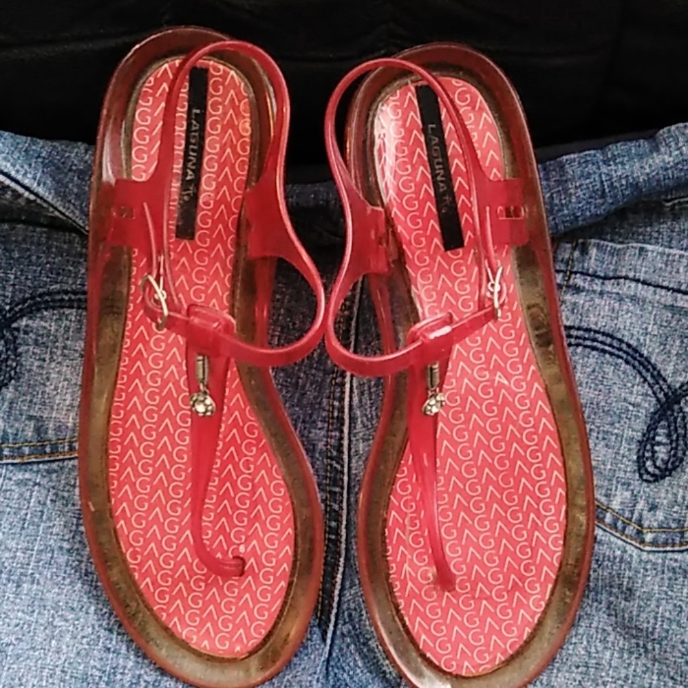 Laguna red jelly sandals size 9
